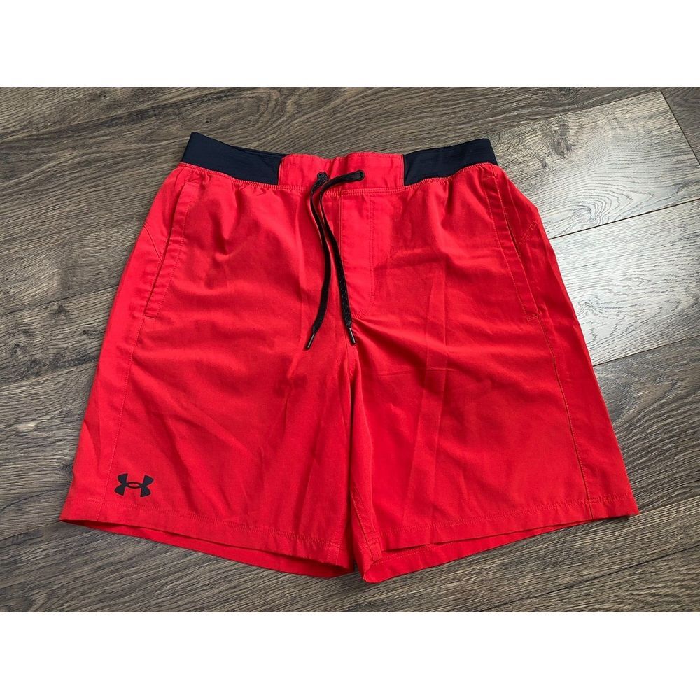 ‼️DONATING SOON EUC‎ Mens Under Armour red swim trunks board shorts size M